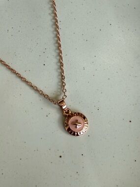 Ted Baker Elvina Enamel Baby Pink & Rose Gold Button Pendant Necklace NWOT